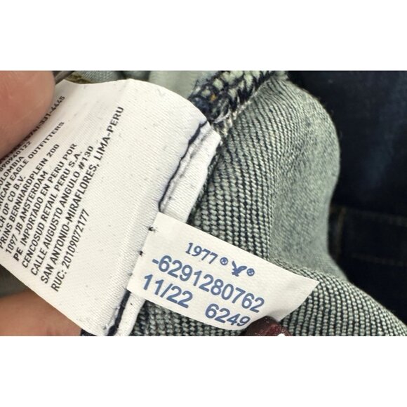 AE Mens 38x32 Slim Straight Dark Wash Streetwear Preppy Everyday Basic Staple - Picture 7 of 10